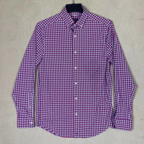Vineyard Vines Mens XS Classic Fit Button Up Long Sleeve Shirt Red Plaid Pocket - Picture 1 of 13